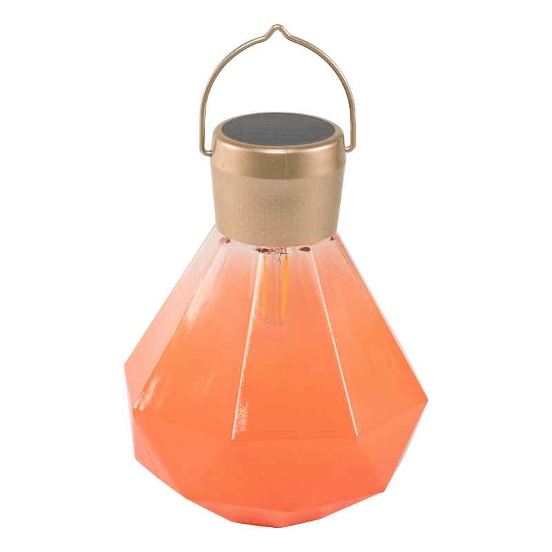 Gem Glass Solar Light - Coral